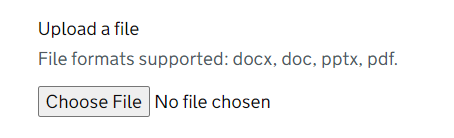 Screenshot shows error a list of allowed types of files after uploading process has begun.