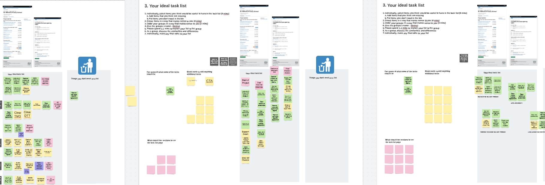 Screen shof of Lucid spark - showing the different ways partcipant grouped the tasks