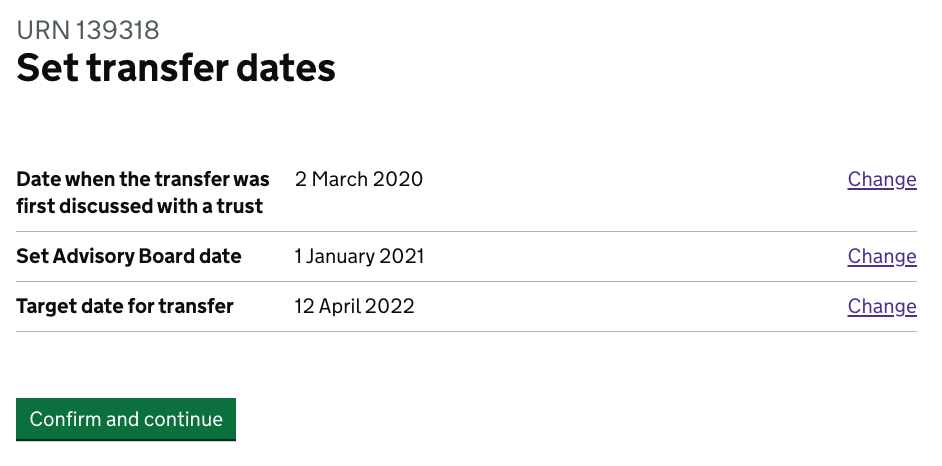 Set transfer dates